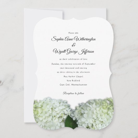 White Hydrangea Floral Border Wedding Invitation Kaart (Voorkant)