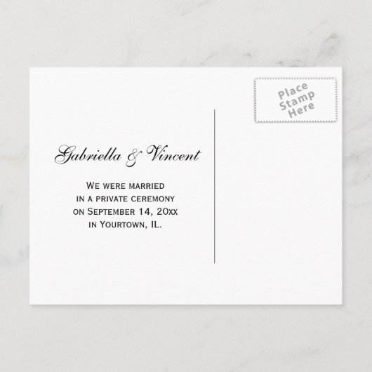 White Hydrangea Floral Just Married Foto Aankondigingskaart (Achterkant)