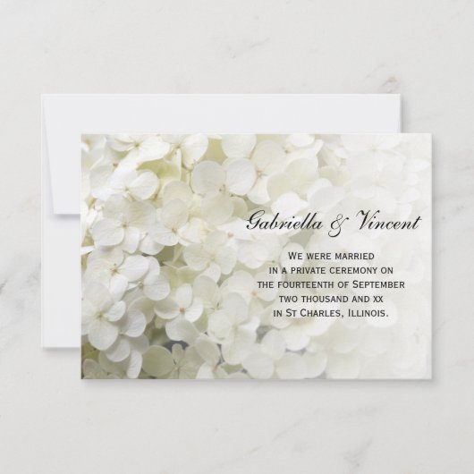 White Hydrangea Floral Marriage Announance Aankondiging (Voorkant)