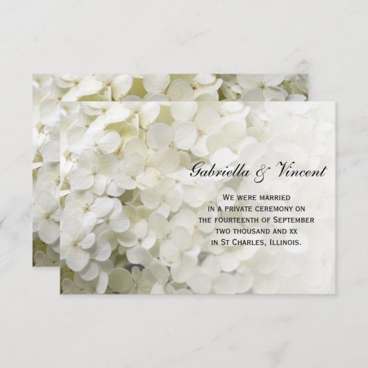 White Hydrangea Floral Marriage Announance Aankondiging (Voorkant / Achterkant)