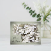 White Hydrangea Floral Save the Date Aankondigingskaart (Staand voorkant)
