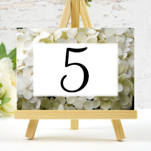 White Hydrangea Floral Table Numbers Kaart