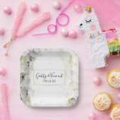 White Hydrangea Floral Waterverf Wedding Papieren Bordje (Feest)