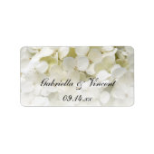 White Hydrangea Floral Wedding Favor Labels (Voorkant)