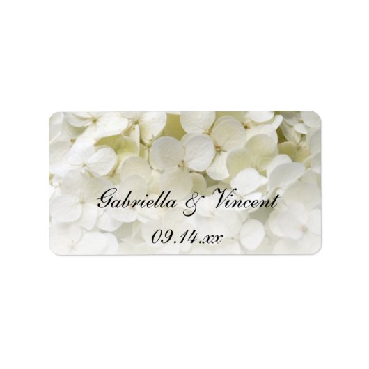 White Hydrangea Floral Wedding Favor Labels (Voorkant)
