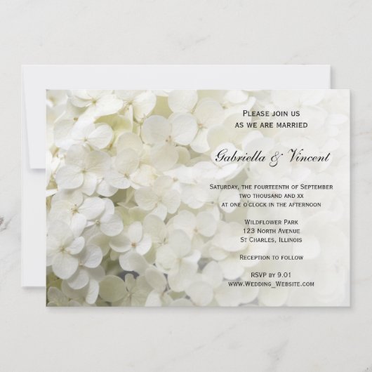 White Hydrangea Floral Wedding Kaart (Voorkant)
