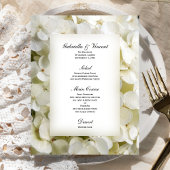 White Hydrangea Floral Wedding Menu