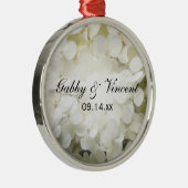 White Hydrangea Floral Wedding Metalen Ornament (Rechts)