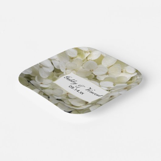 White Hydrangea Floral Wedding Papieren Bordje (Gebogen)