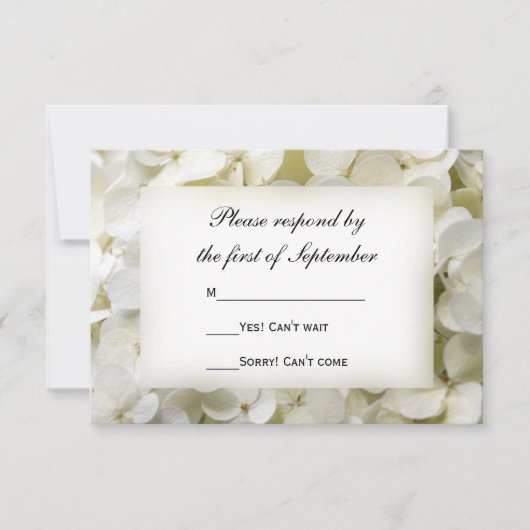 White Hydrangea Floral Wedding RSVP Kaart (Voorkant)