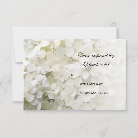 White Hydrangea Floral Wedding RSVP Response Kaart (Voorkant)