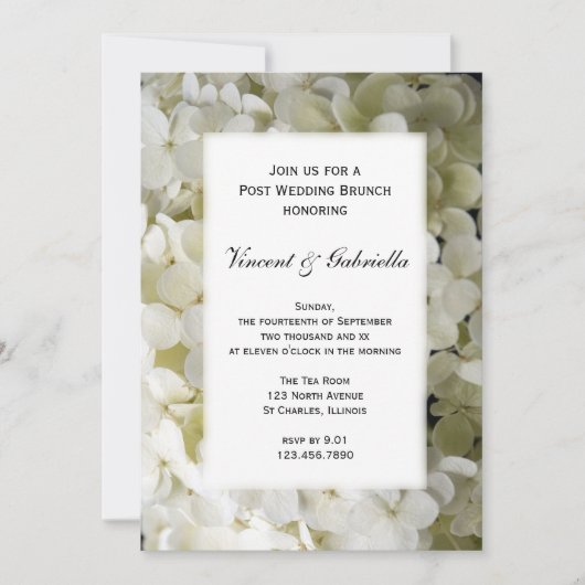 White Hydrangea Flower Post Wedding Brunch Kaart (Voorkant)