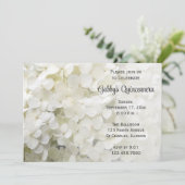 White Hydrangea Flower Quinceanera Invitation Kaart (Staand voorkant)