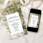 White Hydrangea Flower Rehearings Dinner Invitatio Kaart