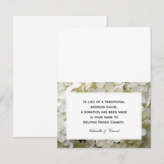 White Hydrangea Flower Wedding Charity Favor Kaart (Voorkant / Achterkant)