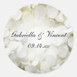 White Hydrangea Flower Wedding Envelope Seal Ronde Sticker
