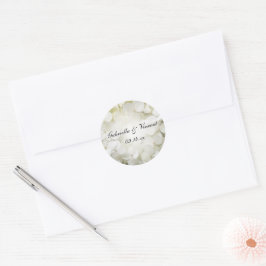 White Hydrangea Flower Wedding Envelope Seal Ronde Sticker