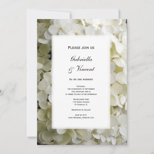 White Hydrangea Flower Wedding Kaart (Voorkant)