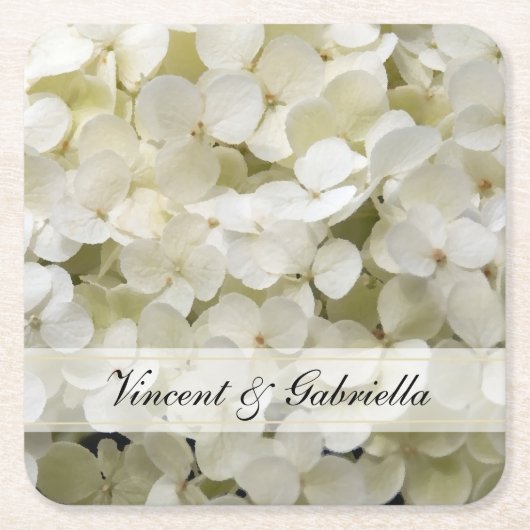White Hydrangea Flower Wedding Kartonnen Onderzetters (Voorkant)
