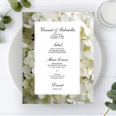 White Hydrangea Flower Wedding Menu
