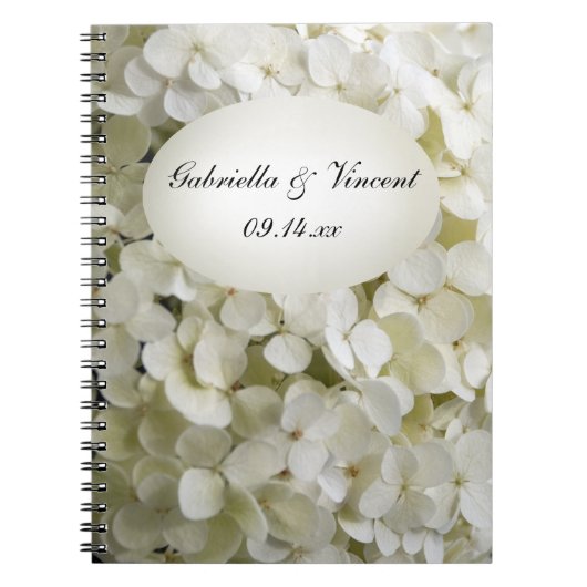 White Hydrangea Flower Wedding Notitieboek (Voorkant)
