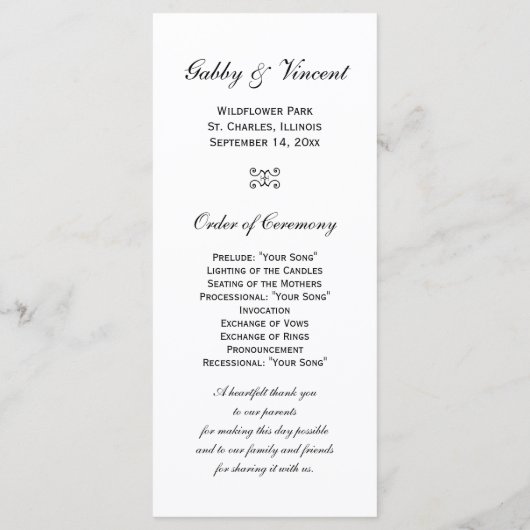 White Hydrangea Flower Wedding Programme Programmakaart (Achterkant)