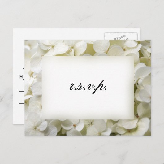 White Hydrangea Flower Wedding RSVP Response Uitnodiging Briefkaart (Voorkant / Achterkant)