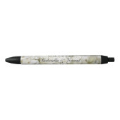 White Hydrangea Flower Wedding Save the Date Zwarte Inkt Pen (Voorkant)