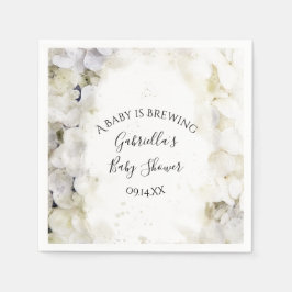 White Hydrangea Flowers Baby is Brewer Shower Servet