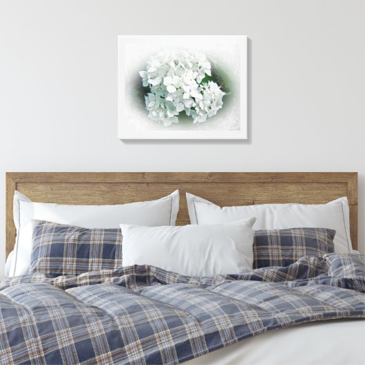 White Hydrangea Flowers Canvas Afdruk (Insitu (Slaapkamer))