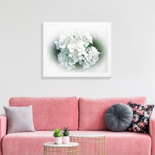 White Hydrangea Flowers Canvas Afdruk (Insitu (Woonkamer))