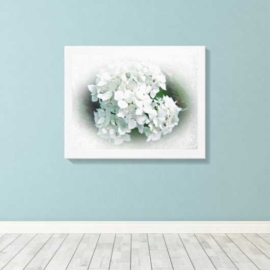 White Hydrangea Flowers Canvas Afdruk (Insitu (Houten vloer))