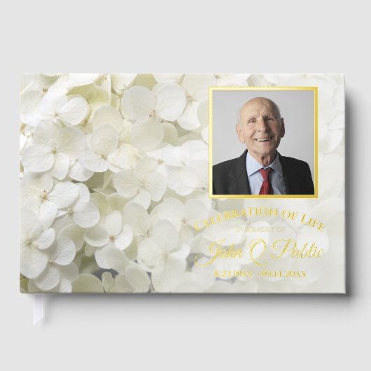White Hydrangea Flowers Celebration of Life Gastenboek (Voorkant)
