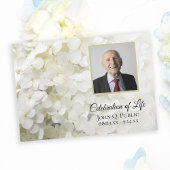 White Hydrangea Flowers Celebration of Life Kaart