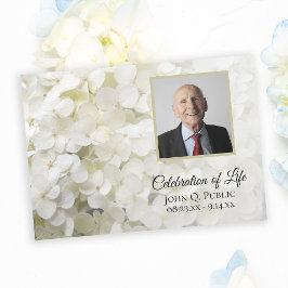 White Hydrangea Flowers Celebration of Life Kaart