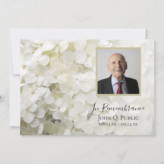 White Hydrangea Flowers Death Jubileum Kaart (Voorkant)