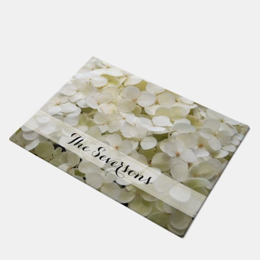 White Hydrangea Flowers Deurmat (Schuin)