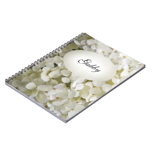 White Hydrangea Flowers Notitieboek (Linkerzijde)