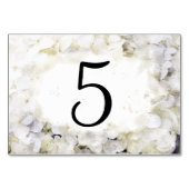 White Hydrangea Flowers Waterverf Table Numbers Kaart (Achterkant)