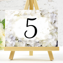 White Hydrangea Flowers Waterverf Table Numbers Kaart
