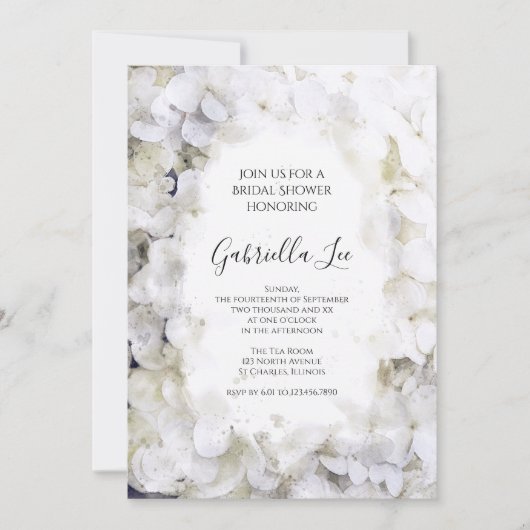 White Hydrangea Flowers Waterverf Vrijgezellenfees Kaart (Voorkant)