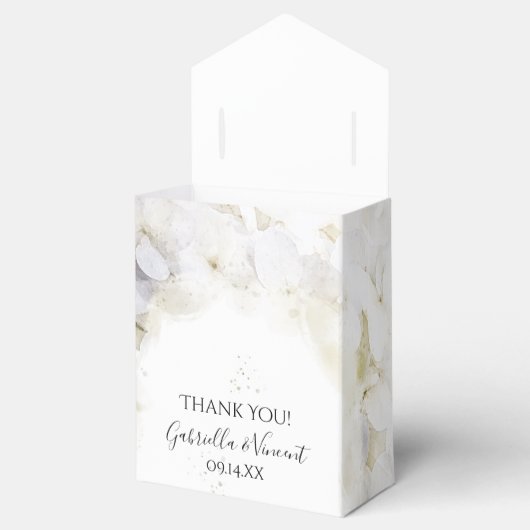 White Hydrangea Flowers Waterverf Wedding Bedankdoosjes (Geopend)