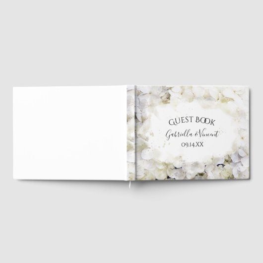 White Hydrangea Flowers Waterverf Wedding Gastenboek (Volledig)