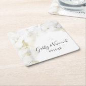 White Hydrangea Flowers Waterverf Wedding Kartonnen Onderzetters (Schuin)