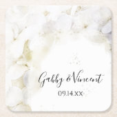 White Hydrangea Flowers Waterverf Wedding Kartonnen Onderzetters (Voorkant)