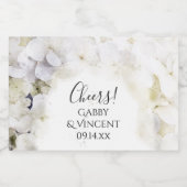 White Hydrangea Flowers Waterverf Wedding Likeurfles Etiket (Enkel label)