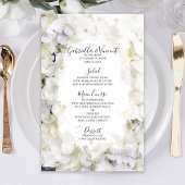White Hydrangea Flowers Waterverf Wedding Menu
