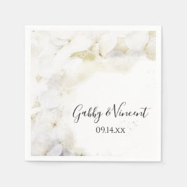 White Hydrangea Flowers Waterverf Wedding Napkins Servet