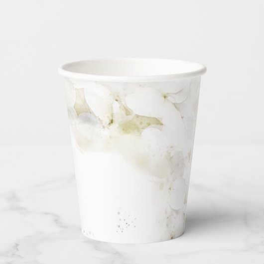 White Hydrangea Flowers Waterverf Wedding Papieren Bekers (Achterkant)