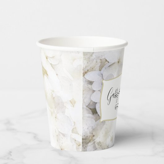 White Hydrangea Flowers Waterverf Wedding Papieren Bekers (Rechts)